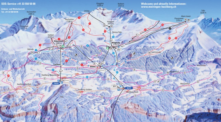Ski slope map Haslital
